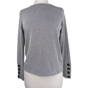 Urban Romantics Vertical Black and White Stripe Long Sleeve Top Women's Small